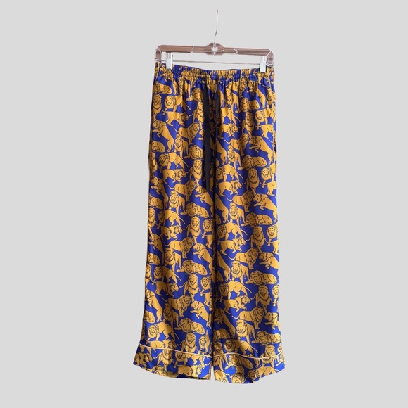 J. Crew Collection Silk Twill Relaxed Pants in Sleepy Lions Print - Picture 3 of 8